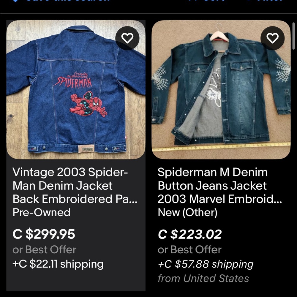 Vintage 2003 Spider-Man Denim Jacket / Large / Beige - Picture 15 of 15